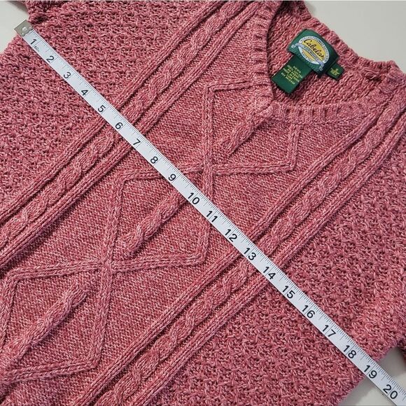 Cabela's Women's Red Marbled Cable-knit V-neck Pullover Long Sleeve Sweater - Picture 3 of 11